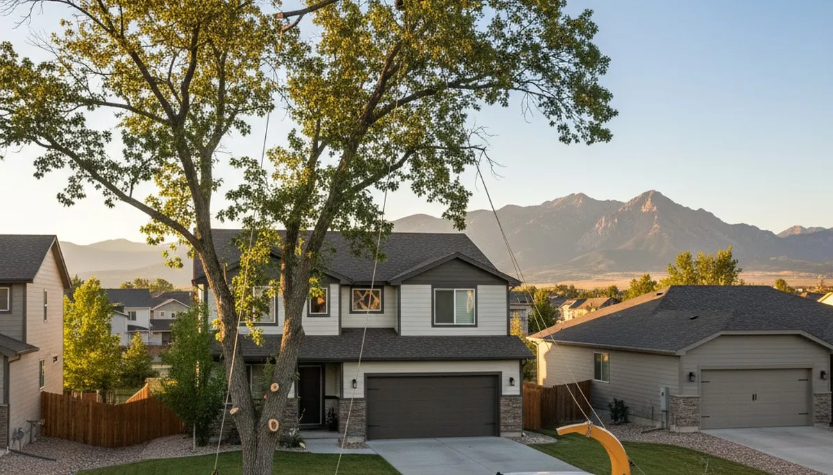 Professional tree removal service team working safely in Aurora, CO
